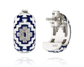 Boucles d'oreilles créoles Una Storia Aztec argent et oxydes