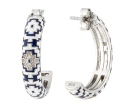 Boucles d'oreilles créoles argent oxydes Una Storia Aztec