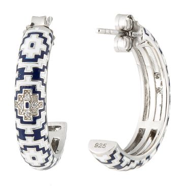 Boucles d'oreilles créoles argent oxydes Una Storia Aztec