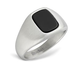 Bague chevalière acier Onyx noir Rochet