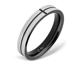 Bague Acier bicolore PVD noir Rochet