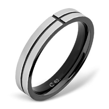Bague Acier bicolore PVD noir Rochet