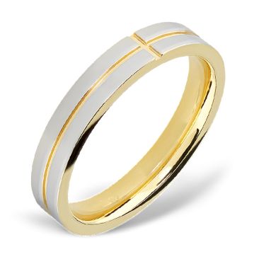 Bague Acier bicolore PVD jaune Rochet