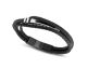 Bracelet Simili cuir tressé noir & acier Rochet