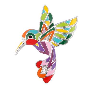 Pendentif colibri argent, émail et oxydes Una Storia