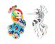 Boucles d'oreilles argent email oxydes Paon Una Storia