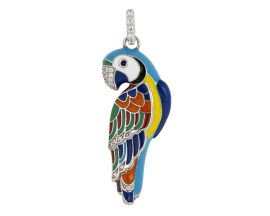 Pendentif argent email oxydes Lovebird Perroquet Una Storia