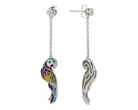 Boucles d'oreilles perroquet Lovebird argent Una Storia