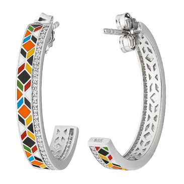Boucles d'oreilles créoles argent oxydes Siena Una Storia
