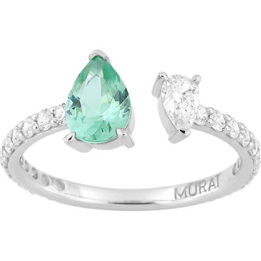 Bague femme argent oxydes vert Murat