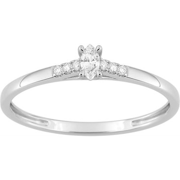 Bague solitaire or 375/1000 (9 Carats) diamants synthétiques 0.10 carat Diamanti