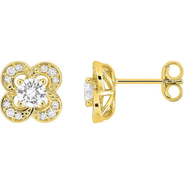 Boucles d'oreilles or 375/1000 (9 Carats) diamants synthétiques 0.52 carat Diamanti