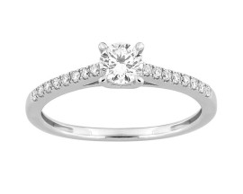 Bague solitaire or 375/1000 (9 Carats) diamants synthétiques 0.43 carat Diamanti