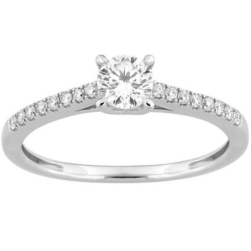 Bague solitaire or 375/1000 (9 Carats) diamants synthétiques 0.43 carat Diamanti