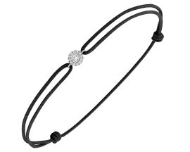 Bracelet cordon noir or 375/1000 (9 Carats) diamants synthétiques 0.15 carat Diamanti