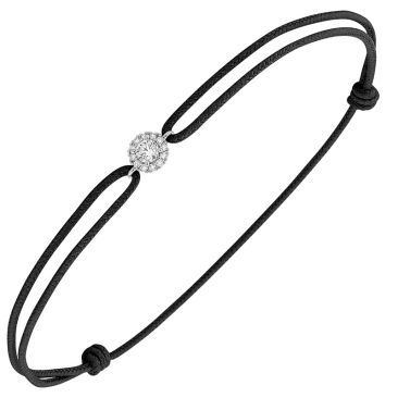 Bracelet cordon noir or 375/1000 (9 Carats) diamants synthétiques 0.15 carat Diamanti