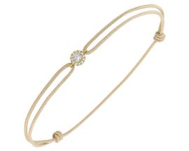 Bracelet cordon beige or 375/1000 (9 Carats) diamants synthétiques 0.15 carat Diamanti