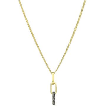 Collier Orus argent doré pendentif diamants noirs