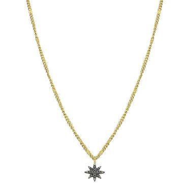 Collier Orus argent doré pendentif étoile diamants noirs