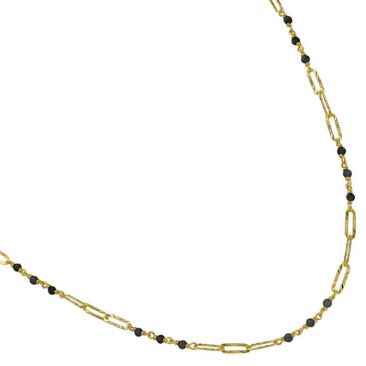 Collier Orus argent doré spinelles noirs