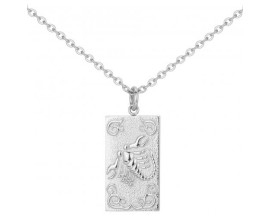 Collier homme Phébus en acier argenté avec pendentif astrologique Scorpion