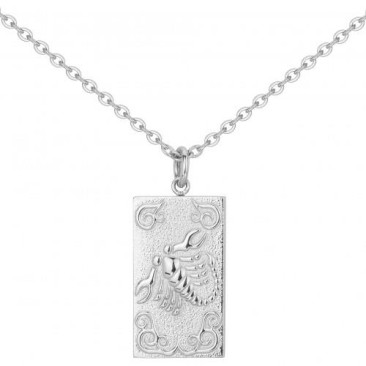 Collier homme Phébus en acier argenté avec pendentif astrologique Scorpion