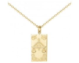 Collier homme Phébus en acier doré avec pendentif astrologique Gemeaux