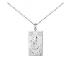 Collier homme en acier argenté avec pendentif astrologique Poisson