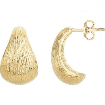 Boucles d’oreilles en acier doré à la texture striée Phébus