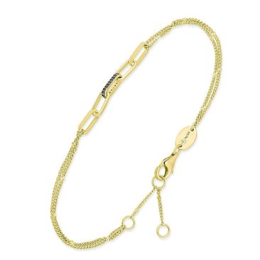 Bracelet Orus argent doré diamants noirs