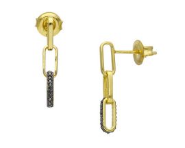 Boucles d'oreilles Orus argent doré diamants noirs