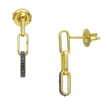 Boucles d'oreilles Orus argent doré diamants noirs