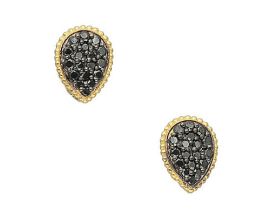 Boucles d'oreilles Orus argent doré diamants noirs