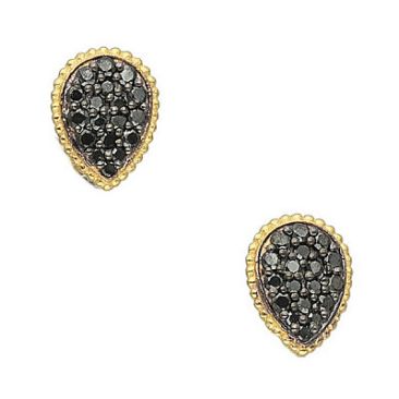 Boucles d'oreilles Orus argent doré diamants noirs