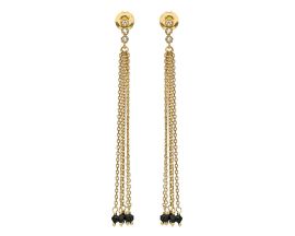 Boucles d'oreilles Orus argent doré spinelles noirs