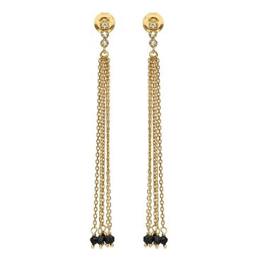 Boucles d'oreilles Orus argent doré spinelles noirs