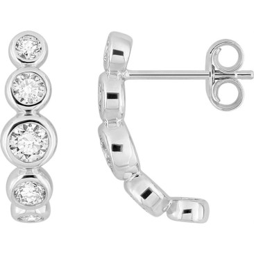 Boucles d’oreilles demi-créoles Diamanti en or blanc 375 et diamants synthétiques 0,57 carat