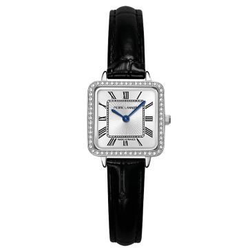 Montre femme Pierre Lannier – Cuir noir verni et strass