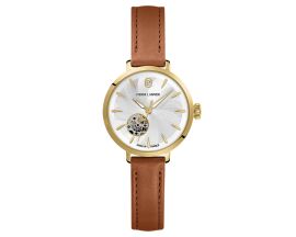 Montre femme Pierre Lannier automatique – Coeur ouvert et cuir marron