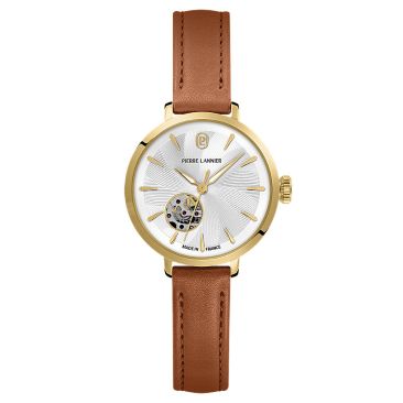 Montre femme Pierre Lannier automatique – Coeur ouvert et cuir marron