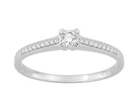 Bague solitaire accompagné or 750/1000 & diamants synthétiques 0.17 carat Diamanti