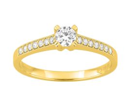 Bague solitaire accompagné or 750/1000 & diamants synthétiques 0.34 carat Diamanti