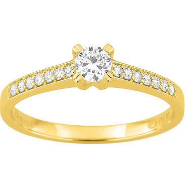 Bague solitaire accompagné or 750/1000 & diamants synthétiques 0.34 carat Diamanti