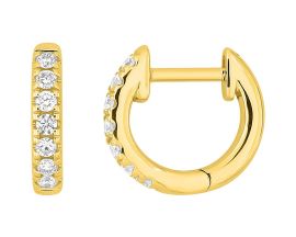 Boucles d’oreilles créoles en or jaune 750 diamants synthétiques – 0,20 carat Diamanti
