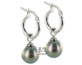 Boucles d'oreilles créoles or perles de Tahiti Stepec - O173T-G