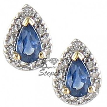 Boucles d'oreilles boutons or saphir(s)& diamant(s) H.Gringoire - PV 561 SFB/DTS