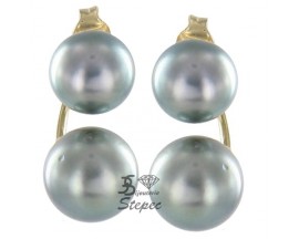 Boucles d'oreilles boutons perles de Tahiti or Stepec - SE09/14