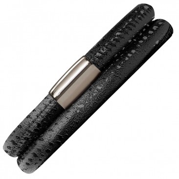 Bracelet cuir de veau véritable 2 rangs Endless JLO motif reptile noir - 1003-2