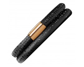 Bracelet cuir de veau véritable 2 rangs Endless JLO motif reptile noir - 1053-2