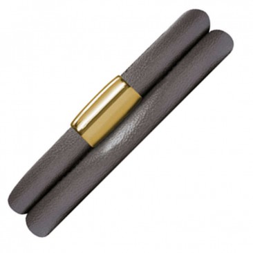 Bracelet cuir de veau véritable 2 rangs Endless JLO anthracite métallisé - 1054-2